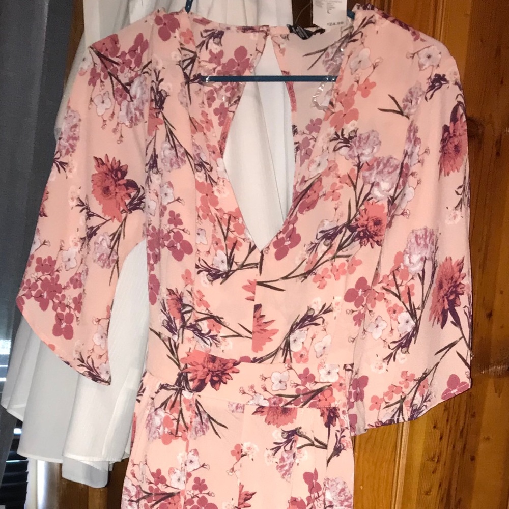 NWT Rue21 Blush Pink Floral Hi-Lo Romper